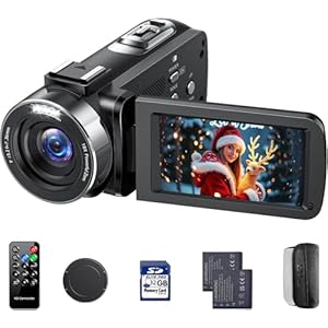 Video Camera 4K, Camcorder 42MP, 3.0″ 270° Rotation Screen Cam Corder, 18X Digital Zoom YouTube Camera with 2 Batteries/Remote Control/Webcam/32G SD Card/Lens Cap
