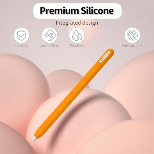 Image of Ultra Thin Protective Pencil Cover for Apple Pencil Pro &Apple Pencil 2nd Gen Silicone Case Sleeve Soft Durable Silicone Cover(Orange)