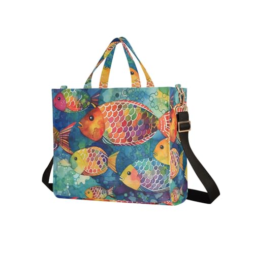Bolso tote de mujer con estampado de peces acuarela