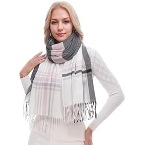 RUI VTRON Scarf for Women Plaid Scarves Winter Warm Oversized Pashmina Tartan Scarves Pink/Black/White