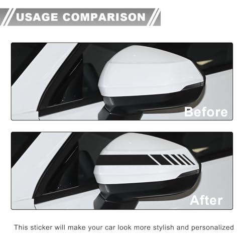 Image of Wevdn 2 PCS Car Rear View Mirror Stickers, Waterproof Anti-Collision Striped Vehicle Mirror Warning Stripes, Exterior Accessories Rear View Mirror Stickers Universal for Cars (Black)