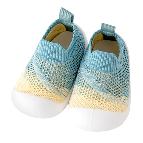 Zapatos de bebé niños niñas punta redonda inferior suave calcetines zapatos primer paso caminar tejido transpirable ligero antideslizante, verde, 24 EU