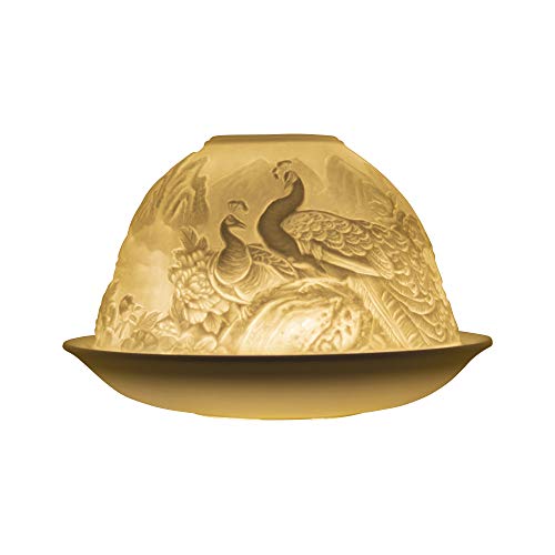 Nordic Light Kerzenschirm | Pfau Teelichthalter | Kerzenteller | Spitze Geschenkidee | Kerzenzubehör, Weiß Gemustert, Einheitsgröße Cover