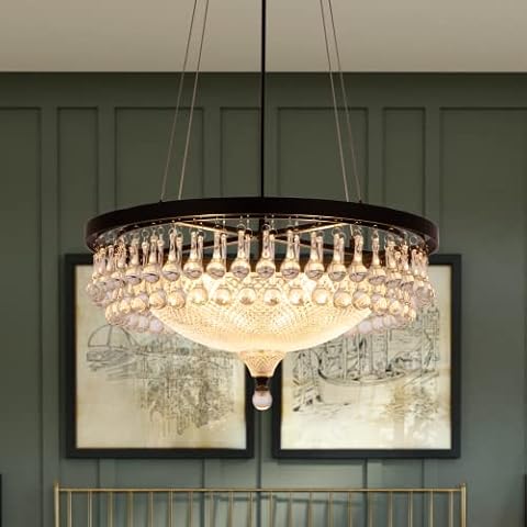 Wellmet Modern Black Crystal Chandelier 4-Light Cover