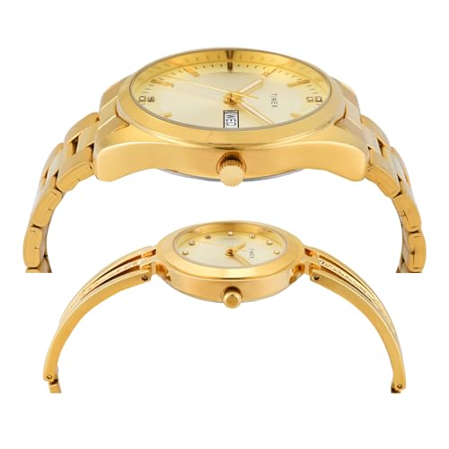 TIMEX Stainless Steel Unisex Pairs Beige Round Analog Dial Watch- Tw00Pr307 - Image 4