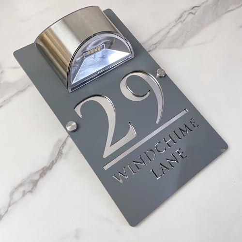 Plaque de Numéro de Porte Personnalisée LED Alimentée par Énergie Solaire, Plaque d'Adresse 3D...