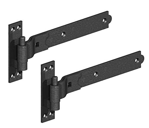 MerriwayBH06852 Gate Hinges Heavy Duty Hook & Band Cranked Necked Black 350mm Pack of 2 (14 Inch) (14")