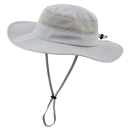 Connectyle Kid's Breathable Mesh Sun Hat For Toddler Adjustable Safari Hats For Fishing Light Gray #TOP20