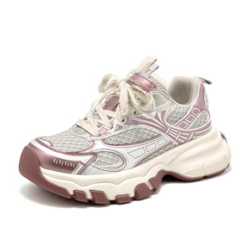 Image of BEAU TODAY Women's Walking Shoes, Chunky Platform Fashion Sneakers for Women, Comfortable Casual Lightweight Lace-up Gym Workout Athletic Tennis Shoes