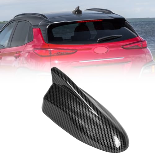 Image of Shark Fin Antenna Cover,Car Roof Antenna Caps Compatible with Hyundai Kona 2018 2019 2020 2021 2022 2023,96210-J9300,Roof Topper Cover Replacement,Carbon Fiber Texture,Without Chip