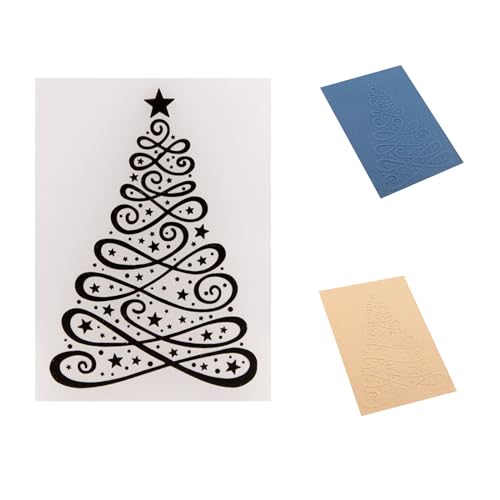 DIYology Christmas Trees Plastic Embossing Folders for Cards Making Christmas Embossing Stencils for DIY Paper Crafts Scrapbooking Polymer Clay Decoration