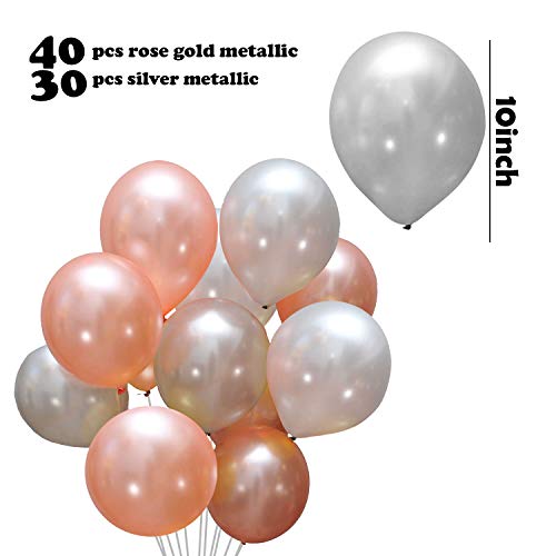 Image of Shimmers Birthday Decoration Kit 68 Pcs - Rose Gold Theme with Banner, Metallic, Chrome & Confetti Balloons, Butterfly Stickers, Ribbon, Arch Roll & Glue Dots, Party Supplies Set for Celebration