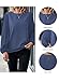 Samefar Women's Blouses Crewneck Long Sleeve Tops Fashion Dressy Shirts for Women Business Casual Loose Solid Office Tops Work Clothing Blue Large