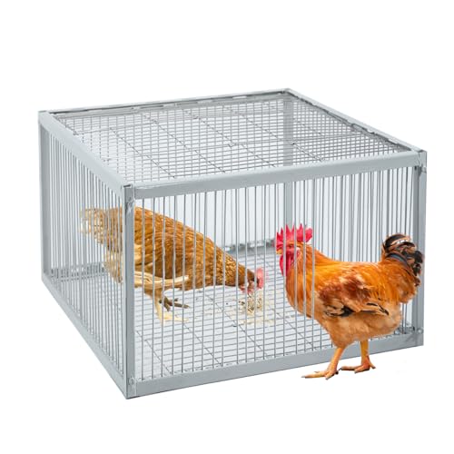 Chicken Trap with Escape-Proof Design, Birds Trap with One-Way Entry, Chicken, Duck, and Turkey Trap, Portable & Easy Assembly, Unharmful Made of High-Strength Iron with Anti-Rust Paint