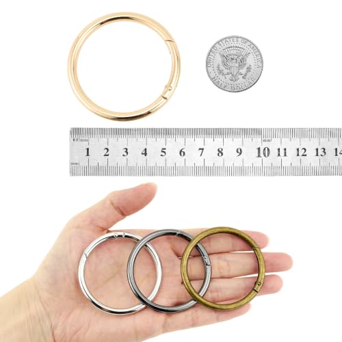 Image of DEVPSISR 15pcs Trigger Spring O Rings Round,Metal Keychain Ring Round Carabiner Clips for Keyrings Buckle, Bags,Purses
