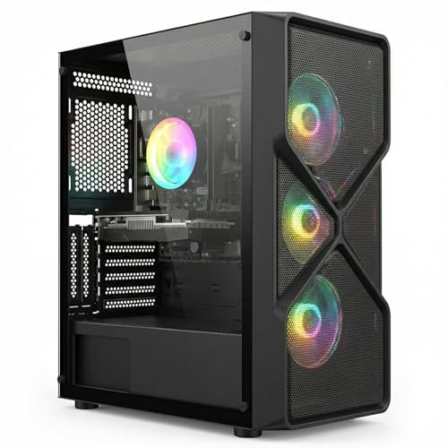 STGsivir Gaming PC, GeForce RTX 3050 6GB GDDR6,Core i7 8th bis zu 4.1 Ghz,32GB DDR4,1TB SSD,WLAN 6,BT5.0,RGB Lüfter x3,Windows11 Pro,Gamer PC Computer Desktop