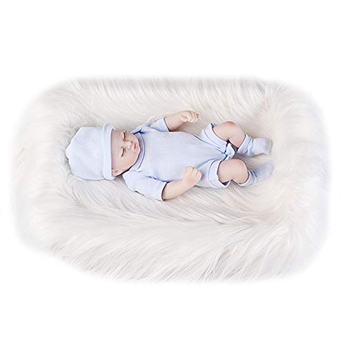 Monique Newborn Baby Soft Faux Fur Blanket Solid Color Photography Carpet Photo Props Rug Background White
