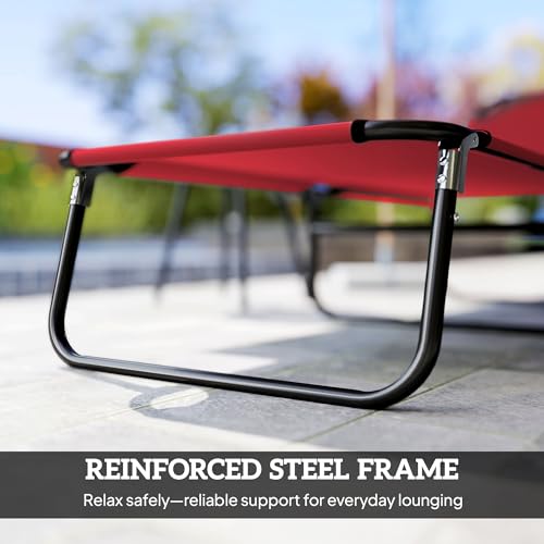 image for Outsunny Folding Chaise Lounge Pool Chairs, Outdoor Sun Tanning Chairs