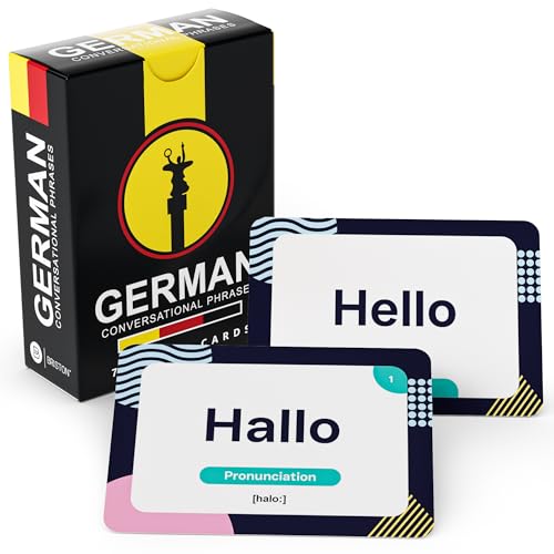 German Flash Cards with Audio – Learn Common Conversational Phrases & Pronunciation – 75 German...