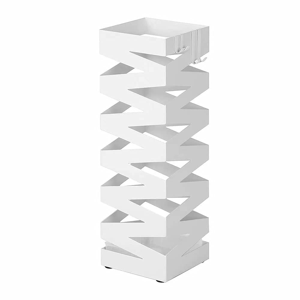 BHFPFZA Metal Square Umbrella Stand for Corridor White Iron Household Umbrella Holder 17 * 17 * 48.5Cm