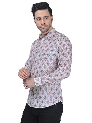 Image of TryBuy Exclusive Men's Printed Full Sleeve Casual Linen Shirt