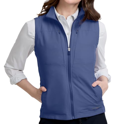 SCOTTeVEST LightEST Vest for Women - 16 Hidden Pockets - Lightweight Water Repellent for Travel & More (Indigo Large)