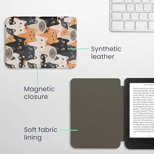 kwmobile Case Compatible with Kobo Clara BW/Colour Case - eReader Cover - Cats Orange/Black/White — view 4