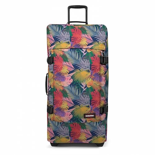 Image of EASTPAK Tranverz L - 121L Large Soft Sided Checked Luggage, Dual Compartments, TSA Lock, Compression Straps & Smooth Inline Wheels, Brize Retro Navy