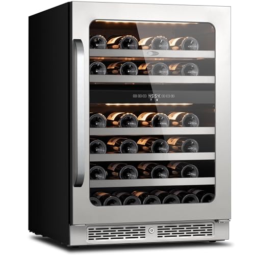 Image of Whynter Wine Cooler Refrigerator, 24 Inch Under Counter Wine Fridge Dual Zone, 46 Bottle 40-65F Digital Control Home /Bar /Kitchen Indoor (5.65 cu.ft)