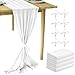Produktbild MUUKAIII 4 Stück Chiffon Tischläufer Weiß 70x300 cm Tischläufer Hochzeit Musselin Dekostoff Musselin Tischläufer Boho Hochzeit für Hochzeitsdeko, Tischdeko Geburtstag, Taufe, Babyparty