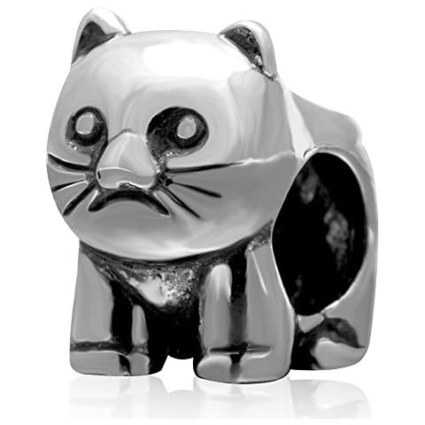 Cat Charm 925 Sterling Silver Animals Charm Bead Fit Original Bracelet (Cat Charm) Cover