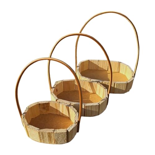 Kit 30 Cestas de Madeira Fraldeira com Alça de Vime Oval –10Un 14cm +10Un 18cm+10Un 23cm Presente