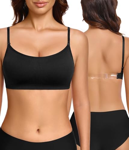 Soutien Gorge Femme Invisible Dos Nu Bralette Sans Armatures avec Bretelles Amovibles Transparentes Sans Coutures et Confortable Invisible Soutiens-Gorge pour...