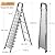 12 Step Ladder with Handrail,Folding Stainless Steel Heavy Duty Step Stool,Step Ladders with Anti-Slip Widen Aluminum Pedals,Sponge Handrail,Safe-Lock Design,Tall Kitchen/Closet Step Ladder