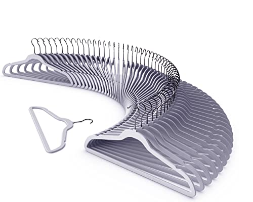 Techzoo Premium Velvet Hangers 50 Pack Ultra Thin Non Slip Adult Felt Space Saving Suit Hanger For Closet Heavy Duty Coat Pants Jackets Dress Hangers 360° Swivel Hook Hold Upto 10 Lbs Purple Hangers #TOP2
