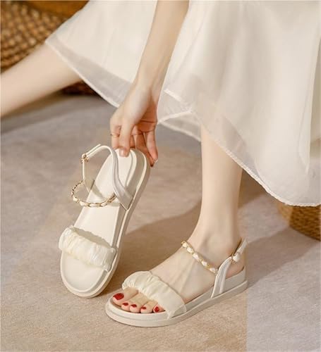 Women's Flat Sandals Platform Strappy Open Toe Slip On Casual Flat Sandals For Summer Wedding Party Beach Dressy Formal4