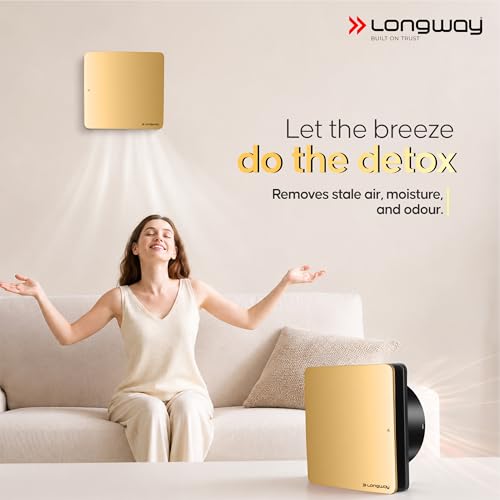 Image of LONGWAY FreshX 6 Inch 150 mm Energy Efficient Exhaust Fan | High Speed Powerful Motor | Noiseless Operation & Easy to Clean | Suitable for Bathroom, Kitchen, Office | 2 Years Warranty (Gold)