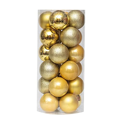 Esferas, Home Roadoor - Paquete de 24 bolas de Navidad, paquete surtido, esferas inastillables engrosadas galvanizadas para árbol de Navidad, color dorado