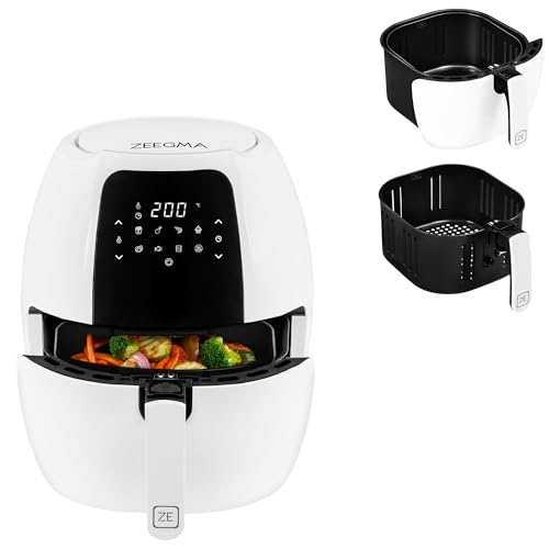 ZEEGMA Knapper Grand 1800W Air Fryer Gesundes Frittieren ohne Fett, 60-Sekunden Aufheizzeit, Großer 6L Korb, 9 Programme, Spülmaschinenfest, LCD-Touchpanel, Energieeffizientes Kochen