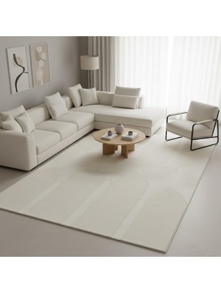 Tapis moderne salon velours doux crème antidérapant 200x290 cm