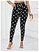 WDIRARA Women's Stretchy Plaid Print Pants Soft Skinny Regular Fashion Leggings Black White Dots Small