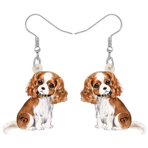 NEWEI Cute Cavalier King Charles Spaniel Earrings Fashion Pet Jewelry for Women Dog Lovers (Cavalier King)