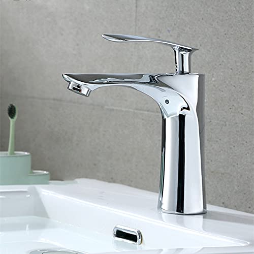 AFUDER Robinets de Lavabo Pour Salle de Bain Lave Main Mitigeur Unique avec Tuyau Chrome/laiton Noir Robinet Vasque Convient pour évier
