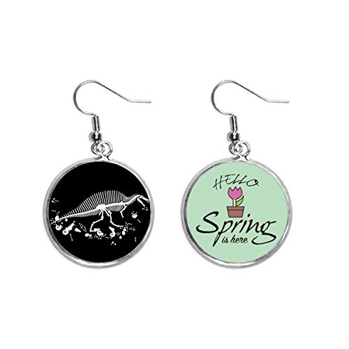 Colgante fósil de dinosaurio enorme en pendientes de primavera para mujer