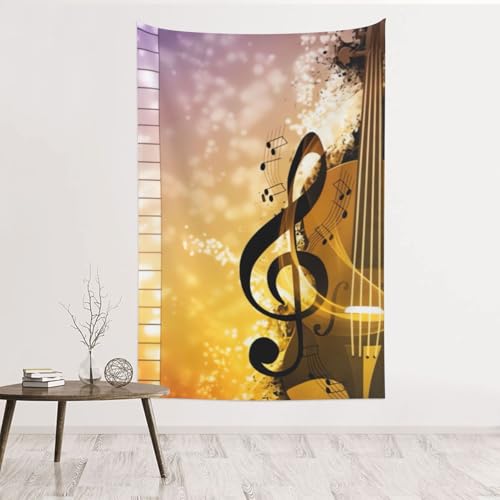 Tapisserie murale notes de musique grand format en tissu velours pour salon