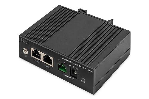 Digitus Splitter Poe Gigabit Ethernet Industriale - 60W - 10/100/1000 Mbps - Montaggio Su Guida Din - Nero