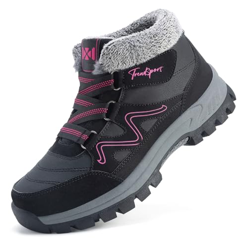 MAIZUN Womens Winter Snow Boots Fur Lined Warm Hiking Ankle Boots Outdoor Trekking Walking Shoes