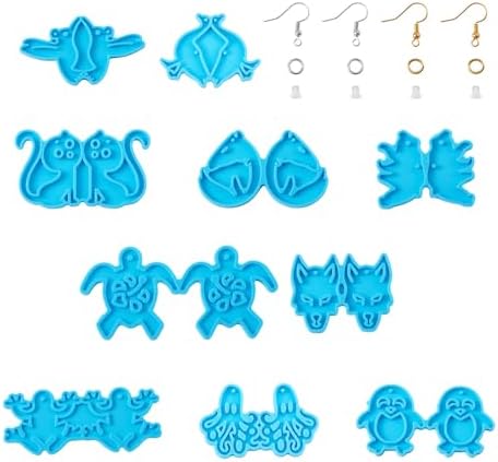 KISSITTY Animal Theme Earring Silicone Molds Wolf Cat Bird Frog Duck Octopus Pendant Resin Casting Molds Earring Making Kit for Adults UV Resin Jewelry Crafts Arts Key Chains Necklaces image 5
