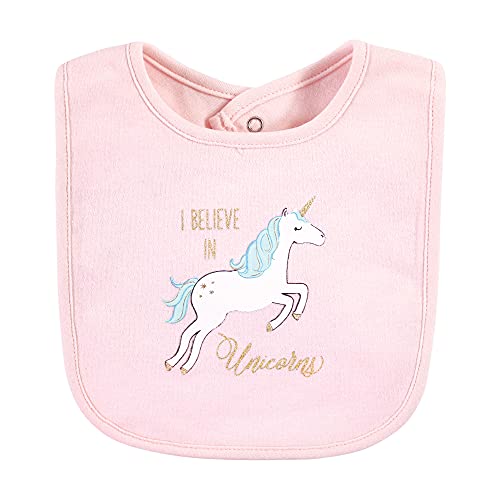 Image of Hudson Baby Unisex Baby Cotton Bibs, Glitter Unicorn, One Size