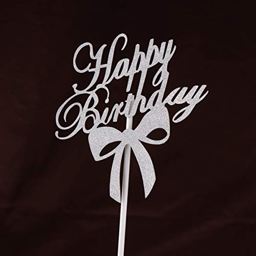 YARNOW 10 Stks Happy Birthday Cake Toppers Glitter Cupcake Toppers Cake Picks Met Strik Verjaardagstaart Decoraties… - Afbeelding 6